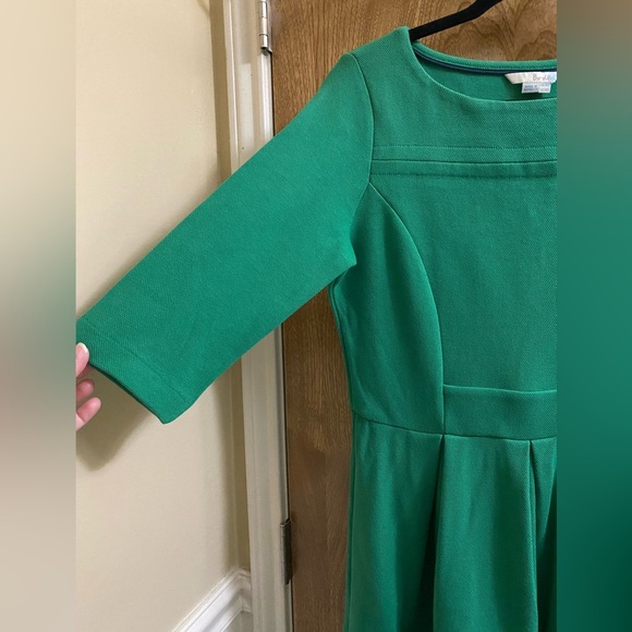 BODEN Libby Ponte Jersey Green Dress Women 10R A-Line Cotton-Blend Stretch - Picture 3 of 13